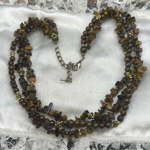 TIGERS EYE GEMSTONE MULTI STRAND NECKLACE
